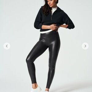 SPANX Black Pleather High-Rise Pants